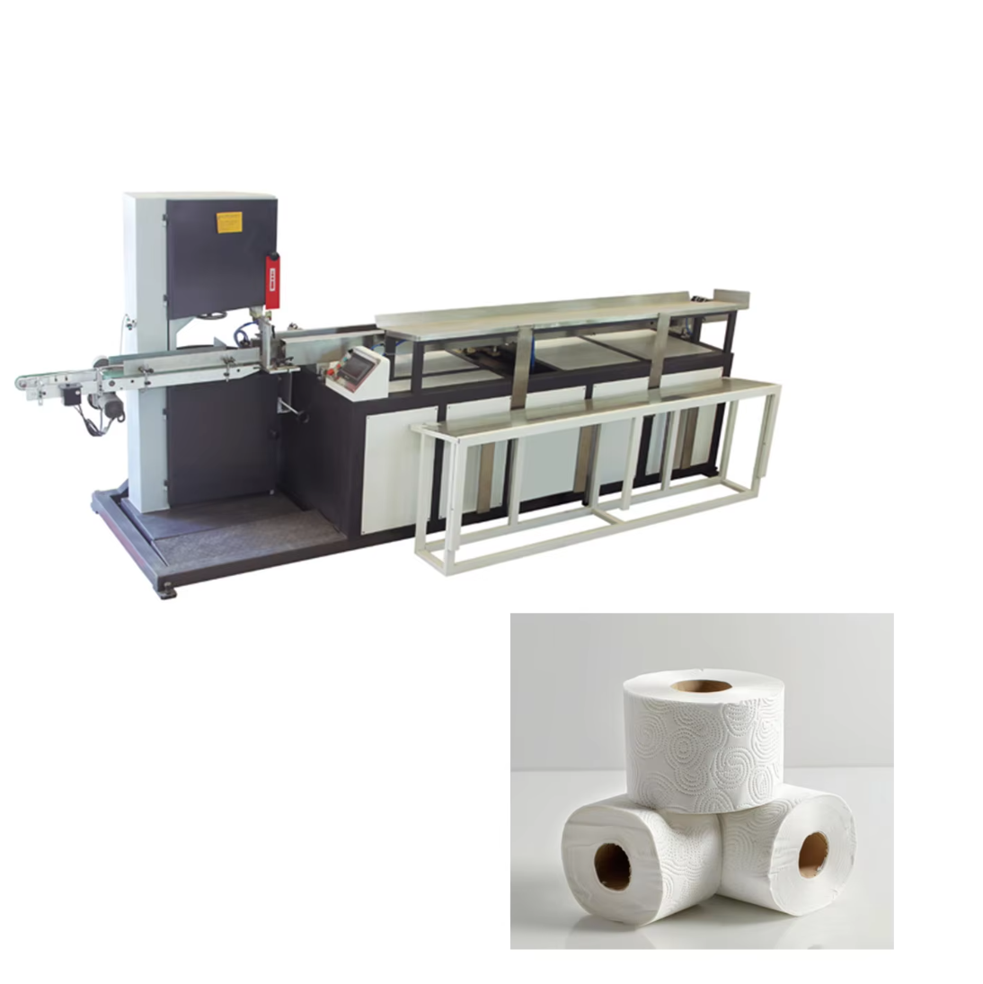Full Automatic Paper Roll Cutting Machine Toilet Tissue Kitchen Towel Band Saw Cutter High Precision Roll Slitting Equipment