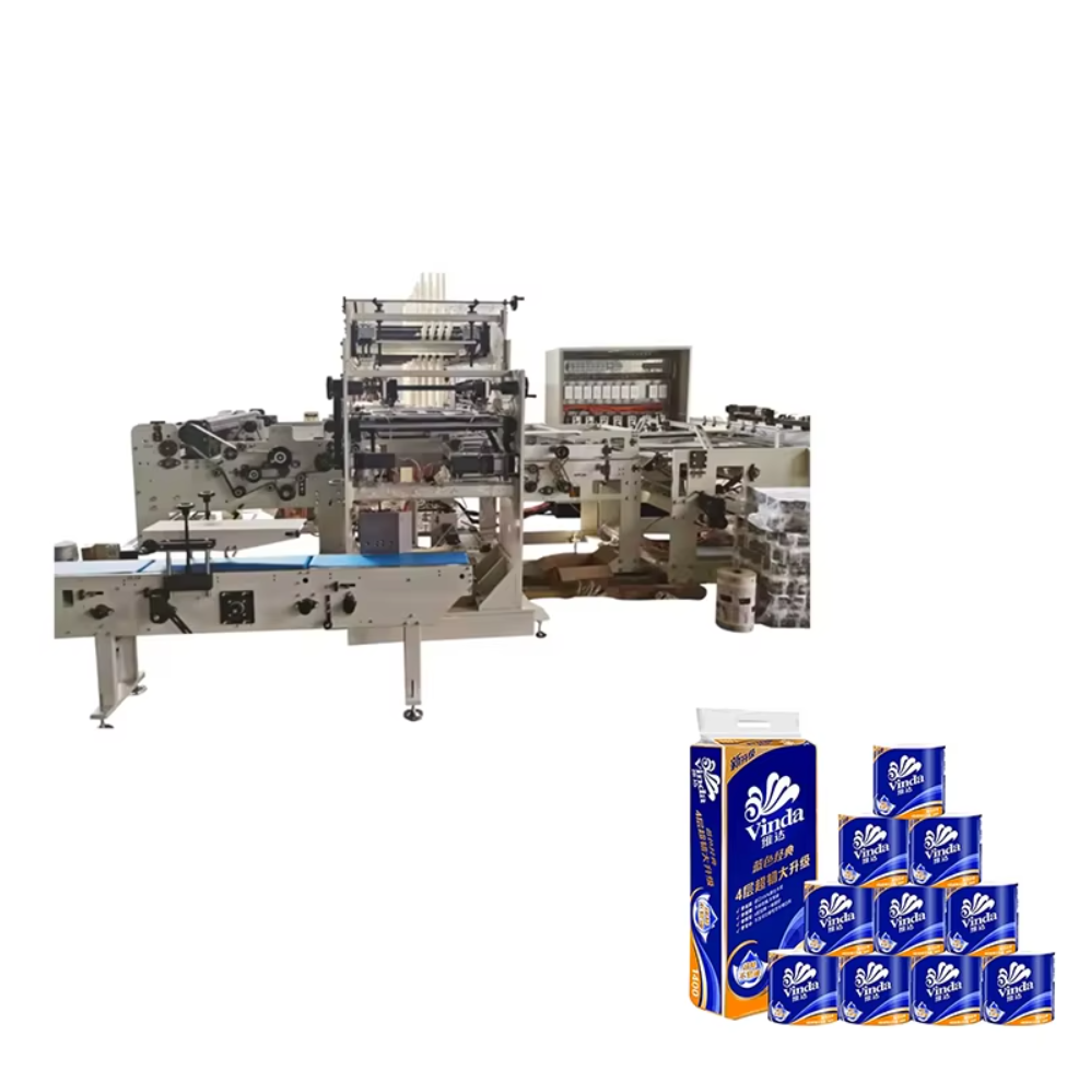 High Speed Automatic Multi Rolls Toilet Tissue Packing Machine Toilet Roll Wrapping Bundling Packaging Machinery for Paper Mill